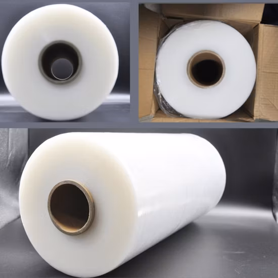 Chine fabricant prix bas en plastique LLDPE noir couleur transparente main palette capot Jumbo Wrap PE rouleau de film étirable